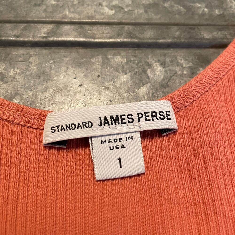 James Perse Standard Ribbed Tank Top Shirt 1 Small USA Coral Pink Daily Basic - Picture 2 of 7